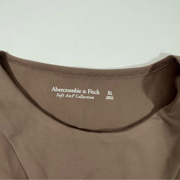 New Abercrombie High Neck Cutout Thong Bodysuit Taupe Brown - Picture 3 of 6